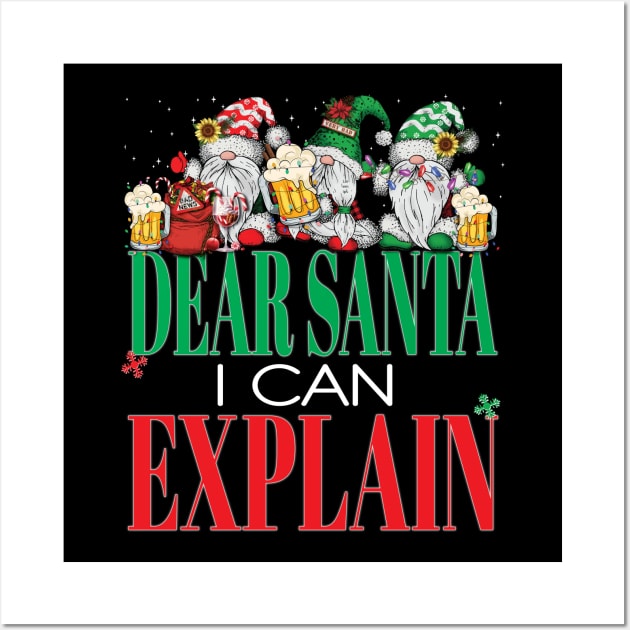 Funny Dear Santa I Can Explain Christmas Gnomes Xmas Beers Santa Claus Wall Art by Envision Styles